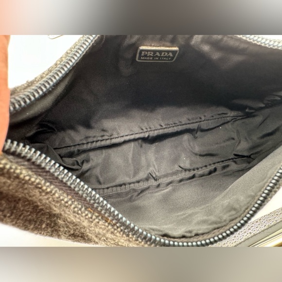 Prada - Authentic - Grey Wool & Black Leather Handbag - Picture 14 of 15